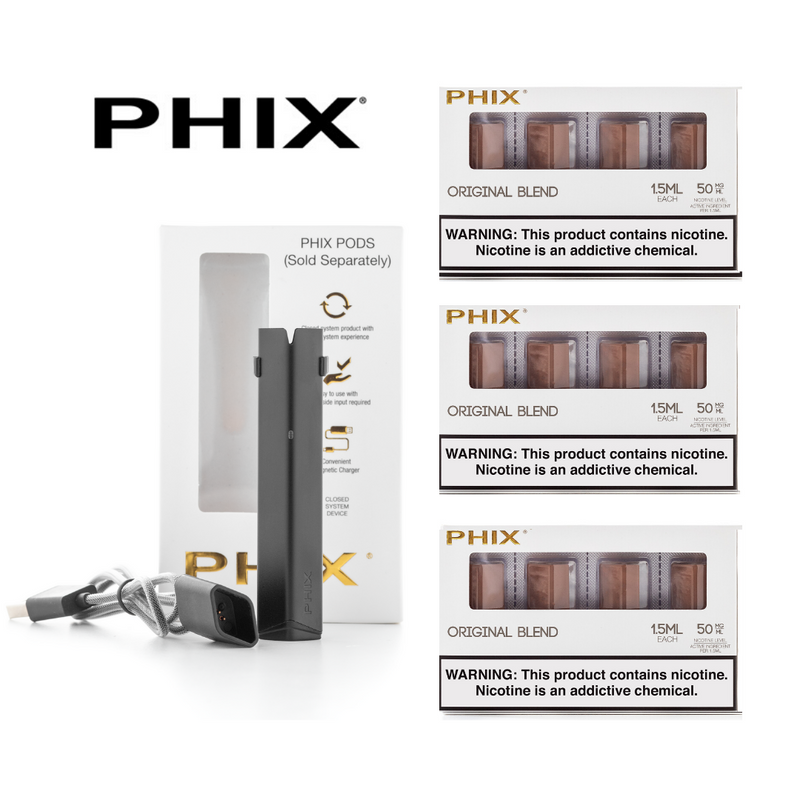 PHIX POD BUNDLE TOBACCO DEAL - 3 PACKS + 1 BASIC KIT